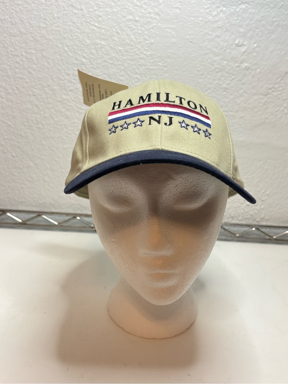 Hamilton Beige Cap with Navy Trim and Red-White-Blue Accent